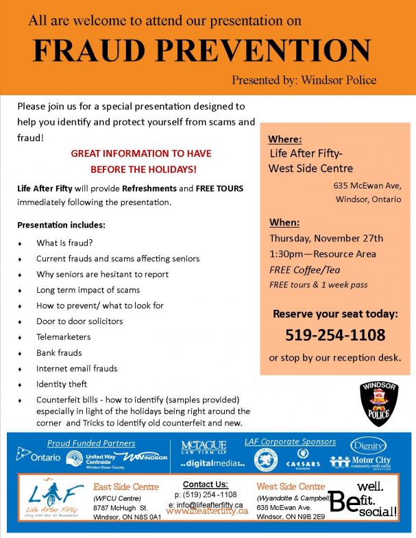 Fraud Prevention Workshop - Presented by Windsor Police